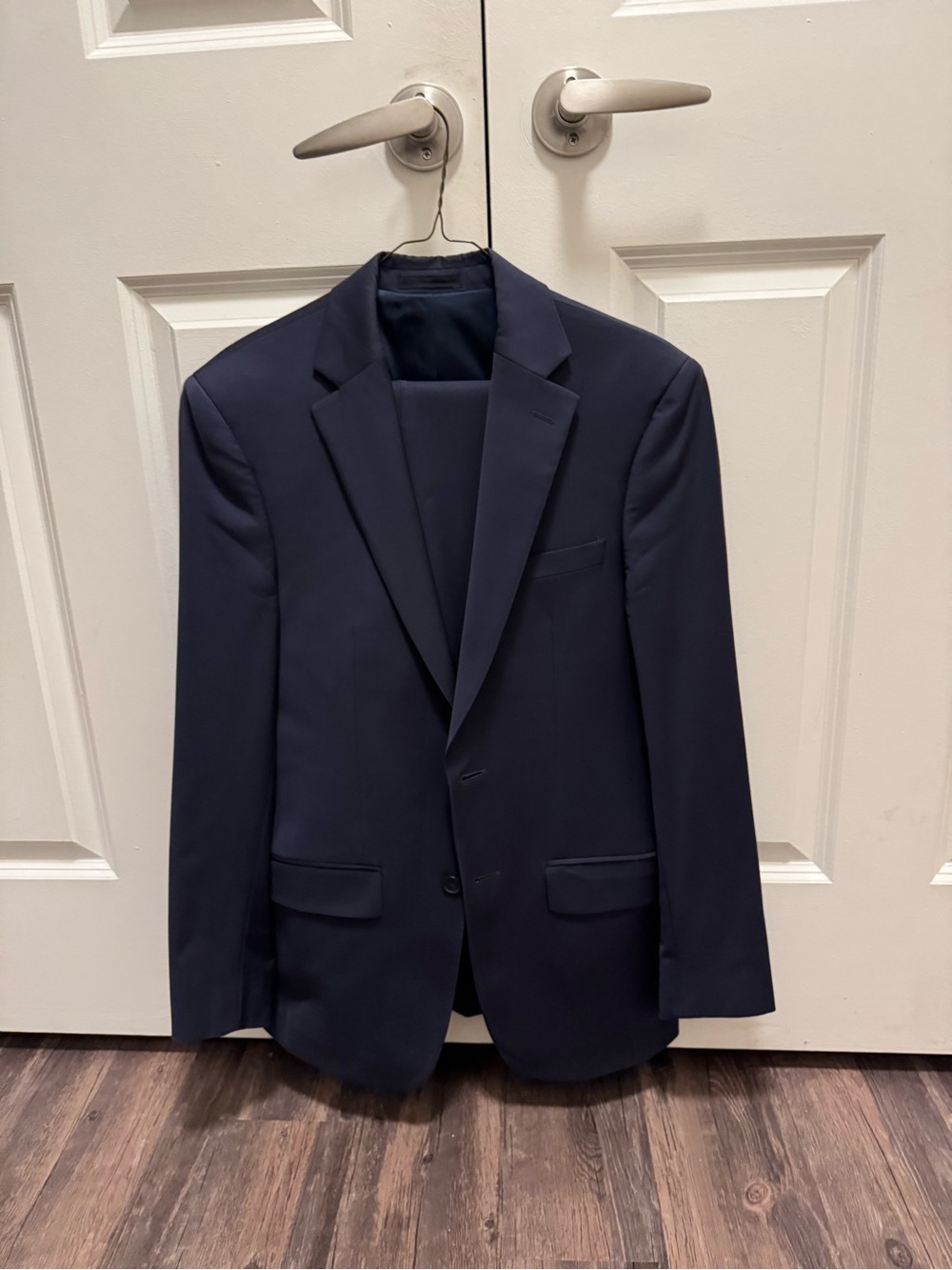 Calvin Klein Slim Fit Solid Dark Blue Two Piece Suit